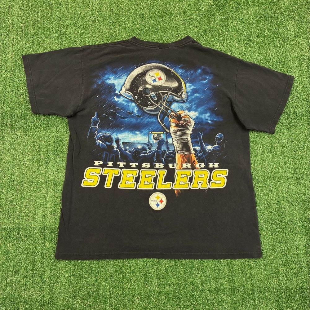 Y2K 2000's NFL Pittsburgh Steelers Player Helmet Graphic T-shirt‎